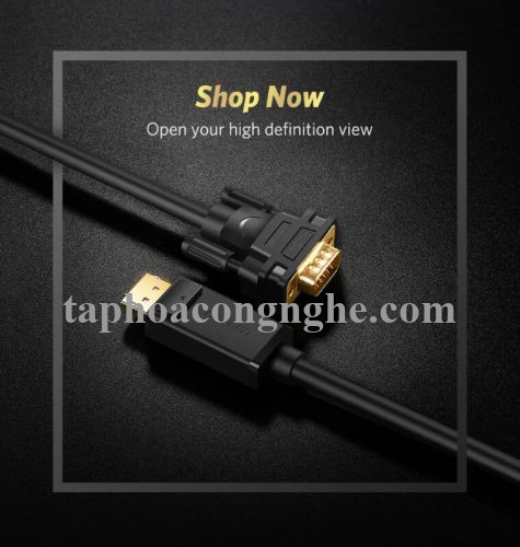 Ugreen 10236 3M màu Đen Cáp chuyển đổi DP sang VGA Hỗ trợ độ phân giải Full HD 1080P DP105 30010236